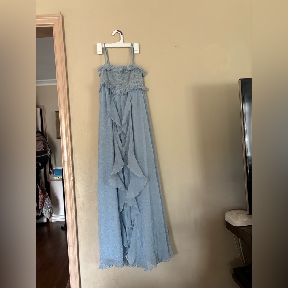 Aqua Blue/Grey Maxi Dress